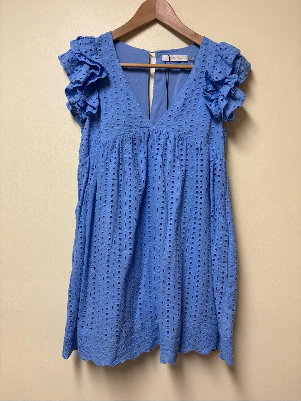 Mustard Seed Periwinkle Blue Eyelet Shorts Romper Dress Medium